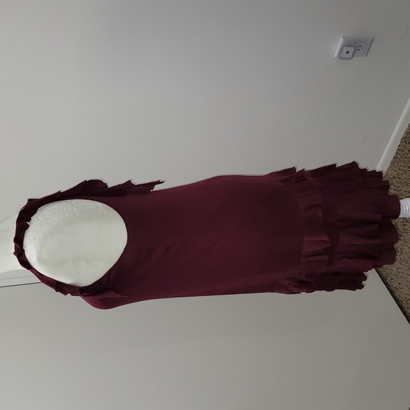 Juicy Couture Burgundy Ruffle Tiered Bottom Mini Summer Dress Size Small GUC - Picture 10 of 16